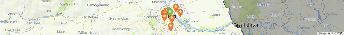 Map view for Pharmacy emergency services in Wien